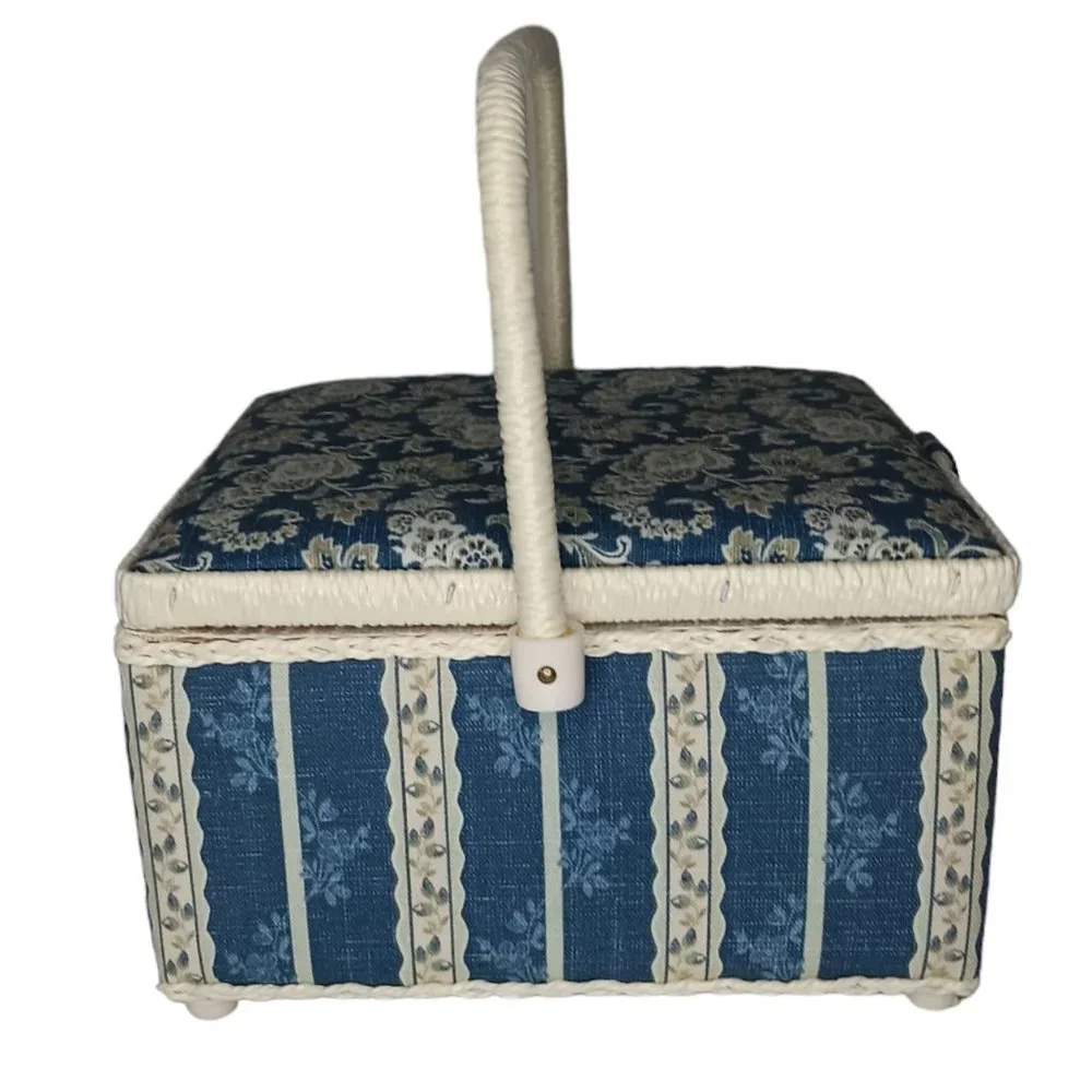 Vintage Sewing Basket Floral Square with Handle NWT 2006 St Jane